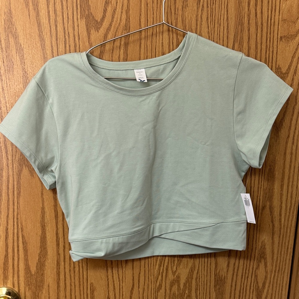 Cropped Short Sleeve Top - Sage Green